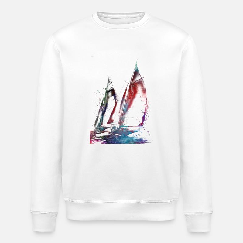 Segelsport Kunst #sailing - Stanley/Stella Unisex Bio-Sweatshirt ROLLER - Weiß