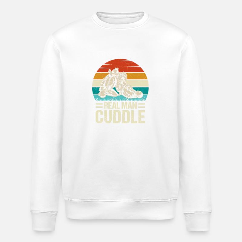 Real Man Cuddle Jiu-Jitsu - Stanley/Stella Unisex Bio-Sweatshirt ROLLER - Weiß