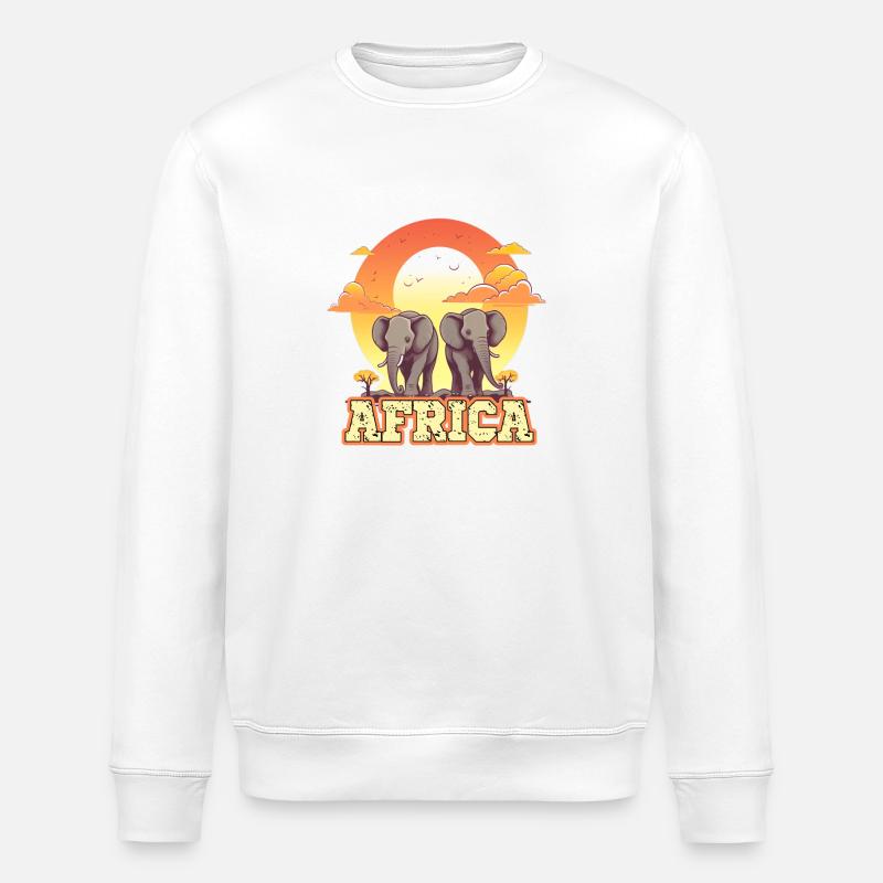 Elefant Afrika Safari - Stanley/Stella Unisex Bio-Sweatshirt ROLLER - Weiß
