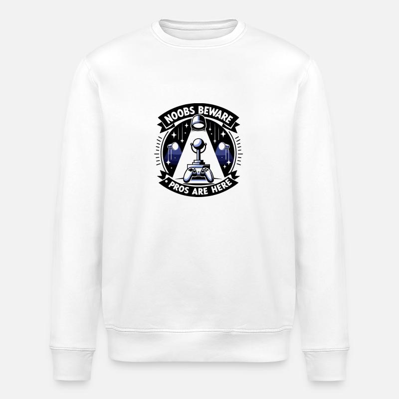 Noobs Beware Pros Are Here - Stanley/Stella ROLLER Unisex Organic Sweatshirt - white