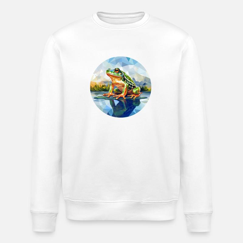 Polygoner Frosch im Teich - Stanley/Stella Unisex Bio-Sweatshirt ROLLER - Weiß