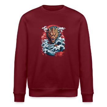 Japanischer Ukiyo-E Kunststil Drache Retro Design - Stanley/Stella Unisex Bio-Sweatshirt ROLLER - Weiß - Vorne - Nik (191cm)