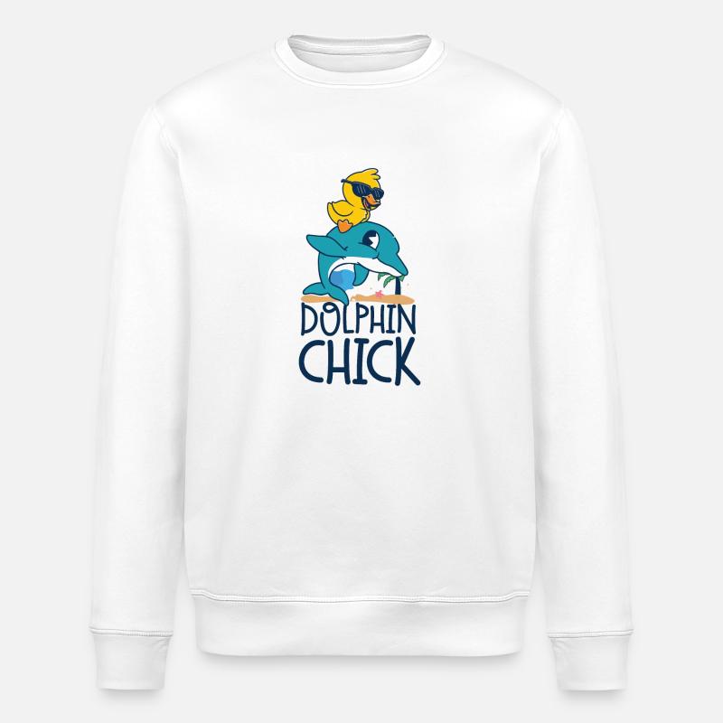 Dolphin Chicken Dolphin Chick - Stanley/Stella ROLLER Unisex Organic Sweatshirt - white