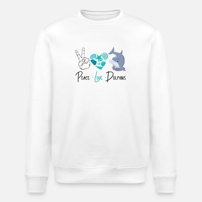 Dolphin Peace Love Dolphin - Stanley/Stella Unisex Bio-Sweatshirt ROLLER - Weiß