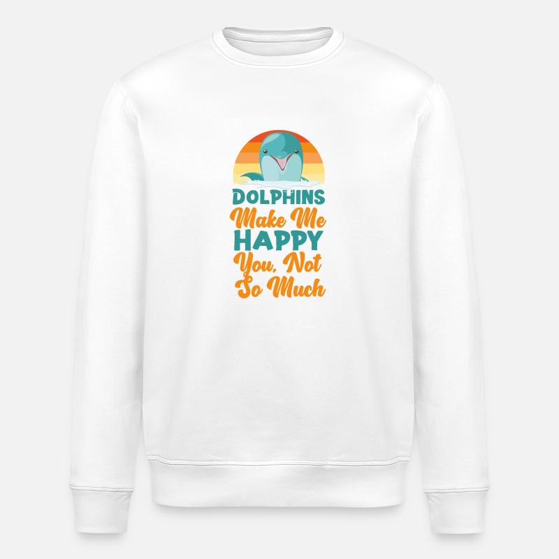 Dolphin Retro Dolphins Make Me - Stanley/Stella ROLLER Unisex Organic Sweatshirt - white