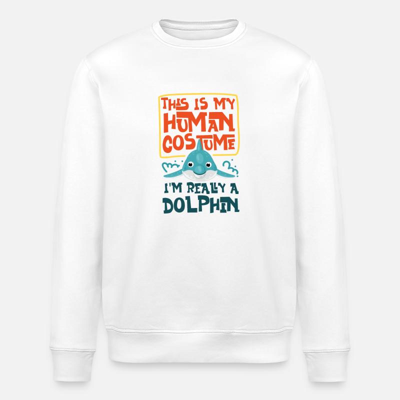 Dauphin C’est mon costume humain - Sweat bio ROLLER Stanley/Stella Unisexe - blanc