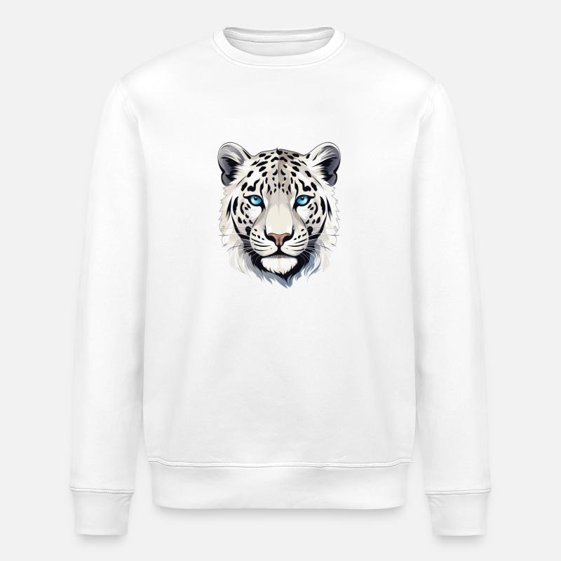 Schneeleopard Leopard Raubkatze - Stanley/Stella Unisex Bio-Sweatshirt ROLLER - Weiß