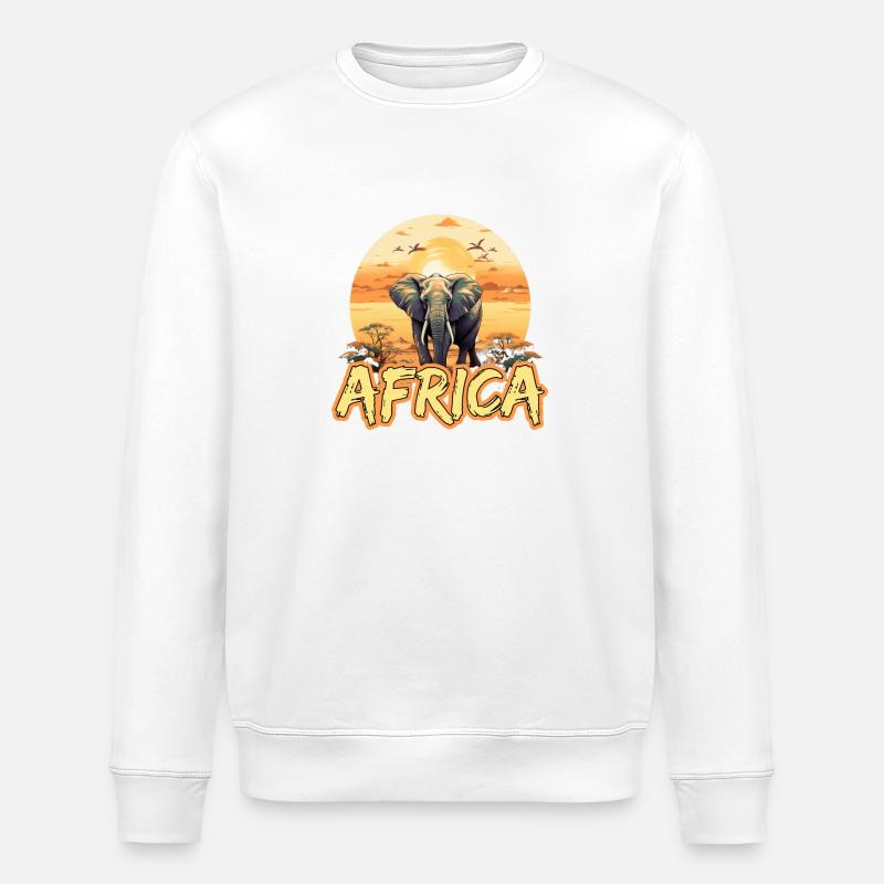 Elefant Afrika Safari - Stanley/Stella Unisex Bio-Sweatshirt ROLLER - Weiß