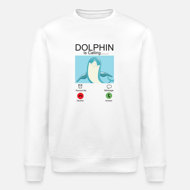 Dolphin Phone Display Dolphin Is - Stanley/Stella ROLLER Unisex Organic Sweatshirt - white