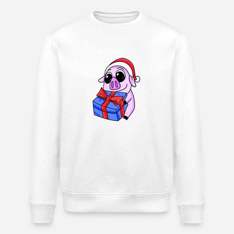 Cochon Noël - Sweat bio ROLLER Stanley/Stella Unisexe - blanc