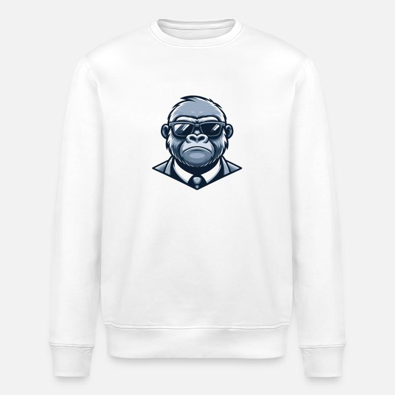 Gorilla mit Sonnenbrille - Stanley/Stella Unisex Bio-Sweatshirt ROLLER - Weiß
