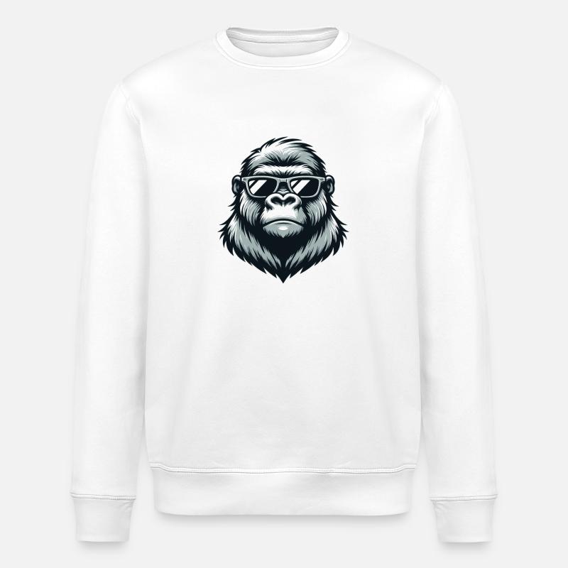 Gorilla with sunglasses - Stanley/Stella ROLLER Unisex Organic Sweatshirt - white