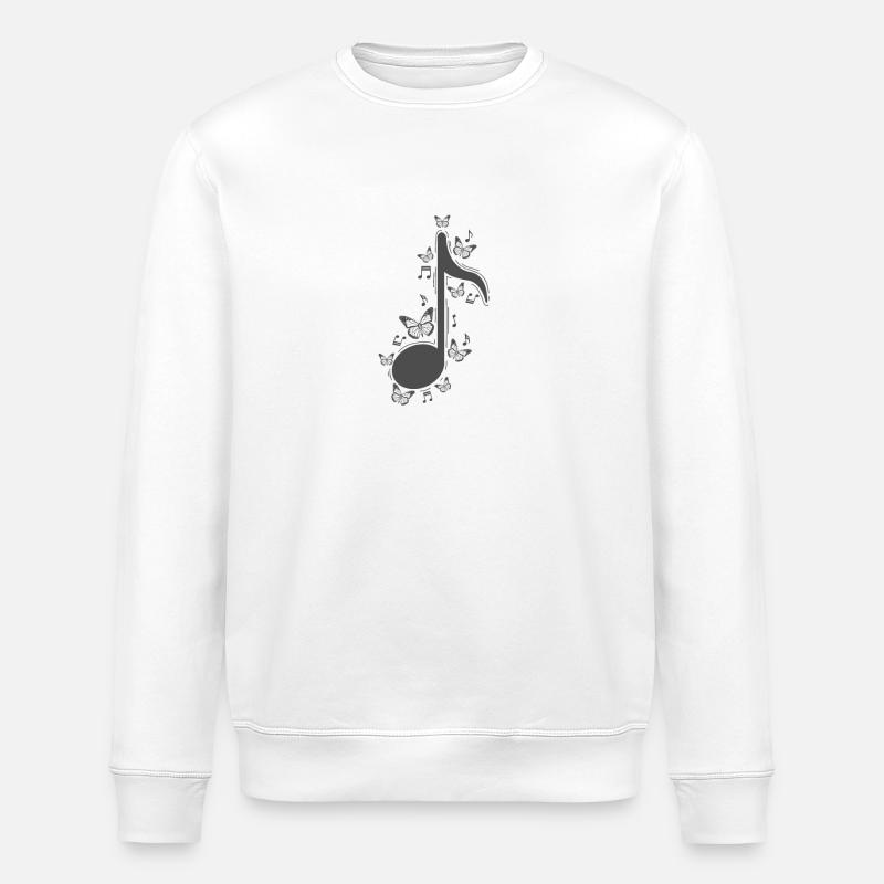 Musical Note with Butterflies Music - Stanley/Stella ROLLER Unisex Organic Sweatshirt - white