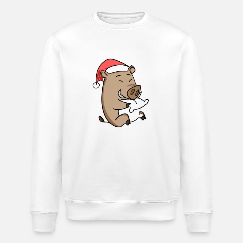 Sanglier Cochon de Noël - Sweat bio ROLLER Stanley/Stella Unisexe - blanc