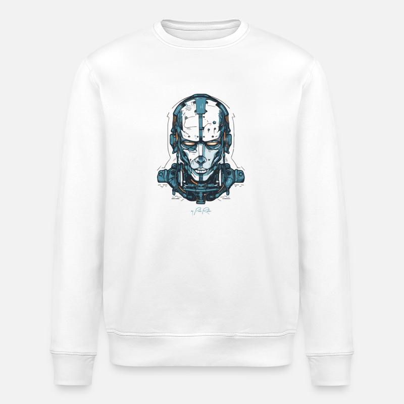 A cyborg robot tech - Stanley/Stella ROLLER Unisex Organic Sweatshirt - white