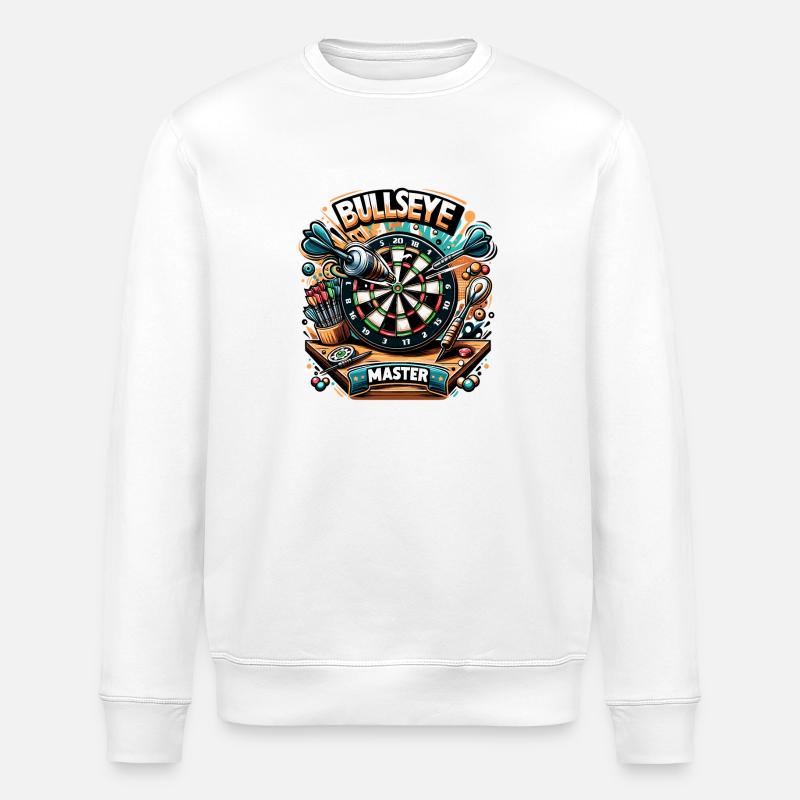Bullseye Master: Buntes Dart Design - Stanley/Stella Unisex Bio-Sweatshirt ROLLER - Weiß