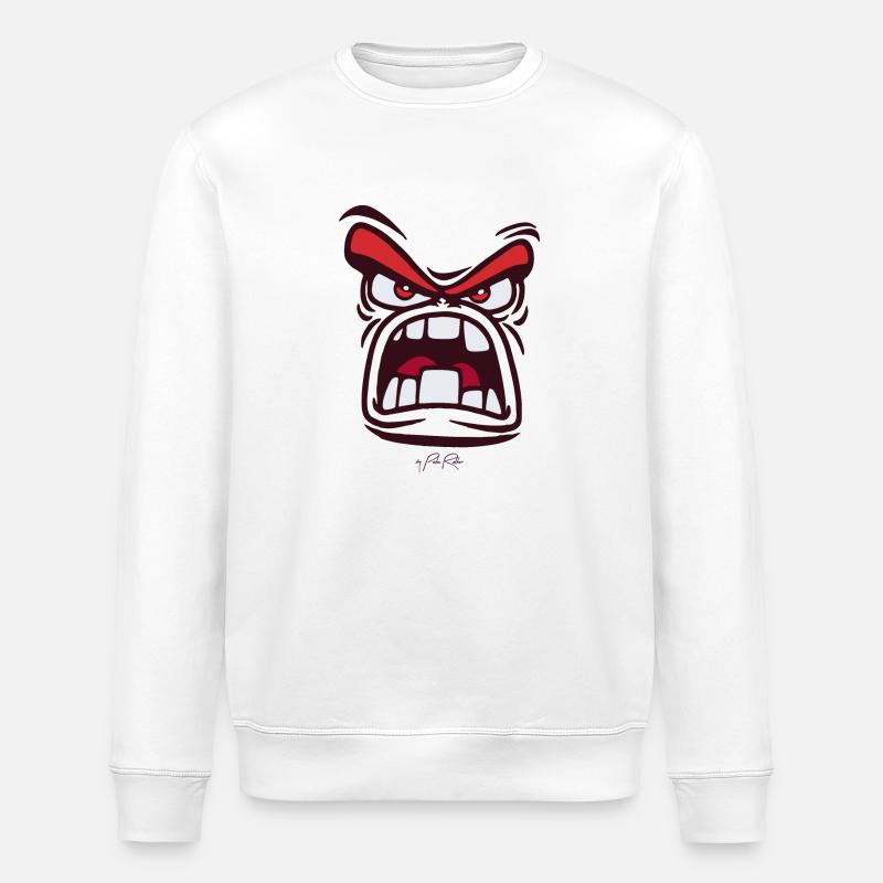 Verärgertes wütendes Gesicht - Stanley/Stella Unisex Bio-Sweatshirt ROLLER - Weiß