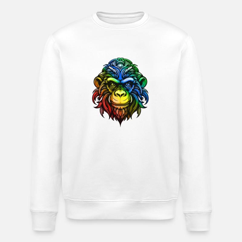 Affe Kopf Bunt - Stanley/Stella Unisex Bio-Sweatshirt ROLLER - Weiß