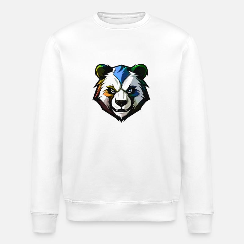 Panda Kopf Bunt - Stanley/Stella Unisex Bio-Sweatshirt ROLLER - Weiß