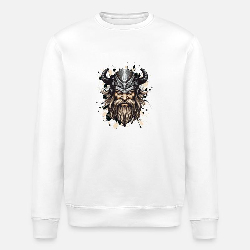 Casque tête de Viking Odin - Sweat bio ROLLER Stanley/Stella Unisexe - blanc