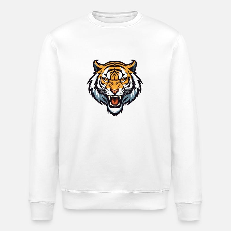 Tiger Kopf - Stanley/Stella Unisex Bio-Sweatshirt ROLLER - Weiß