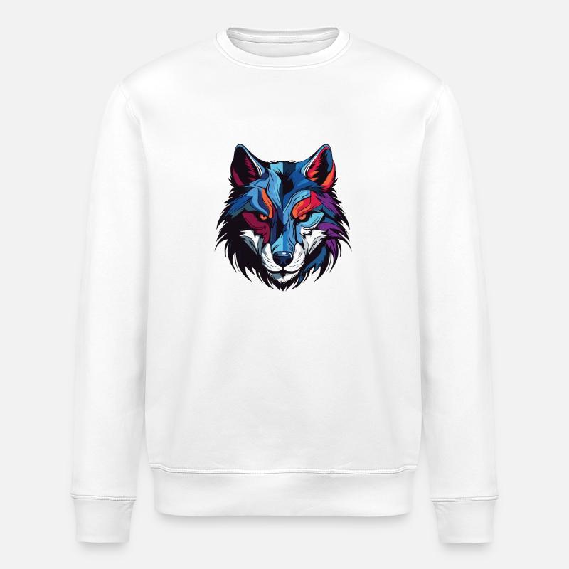 Wolf Head - Stanley/Stella ROLLER Unisex Organic Sweatshirt - white