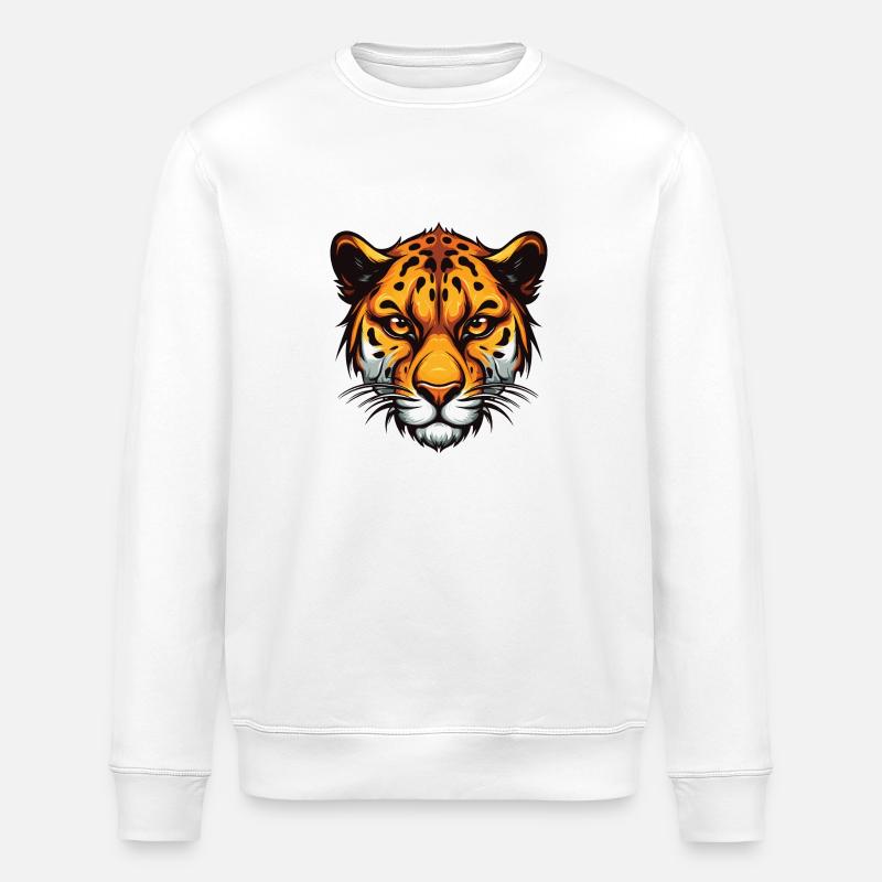 Tête de guépard - Sweat bio ROLLER Stanley/Stella Unisexe - blanc