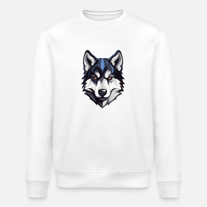 Husky Hund Kopf - Stanley/Stella Unisex Bio-Sweatshirt ROLLER - Weiß