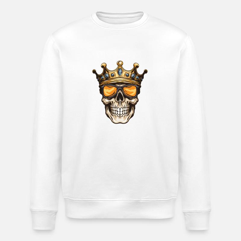 Skull King Crown - Stanley/Stella ROLLER Unisex Organic Sweatshirt - white