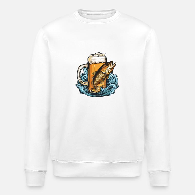 Bière de pêche - Sweat bio ROLLER Stanley/Stella Unisexe - blanc