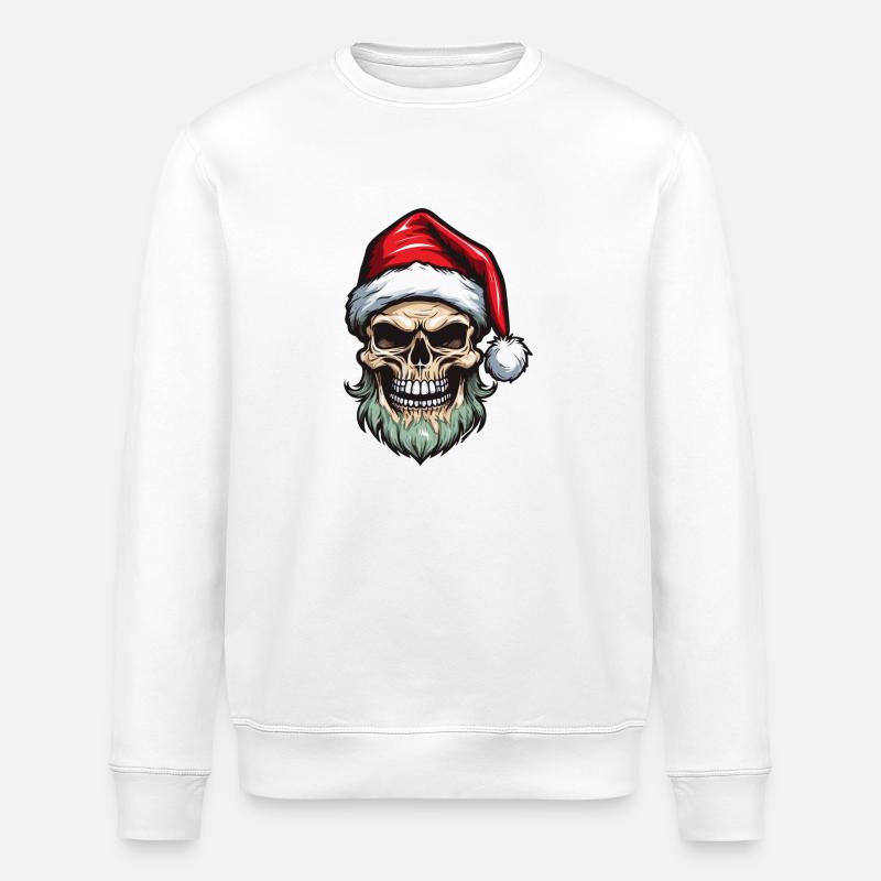 Crâne de Père Noël - Sweat bio ROLLER Stanley/Stella Unisexe - blanc