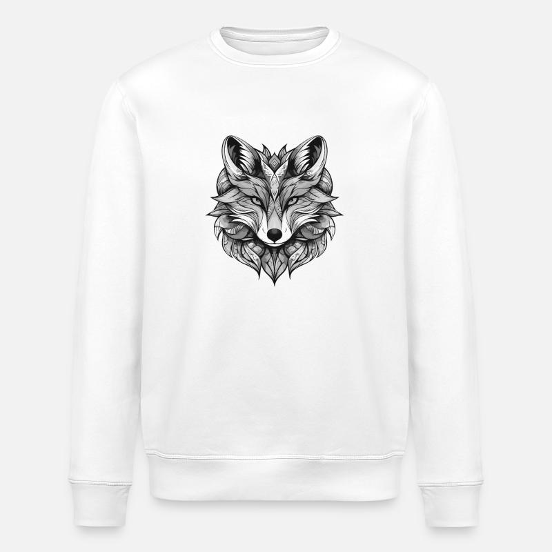 Fuchs Porträt Kopf Tier - Stanley/Stella Unisex Bio-Sweatshirt ROLLER - Weiß