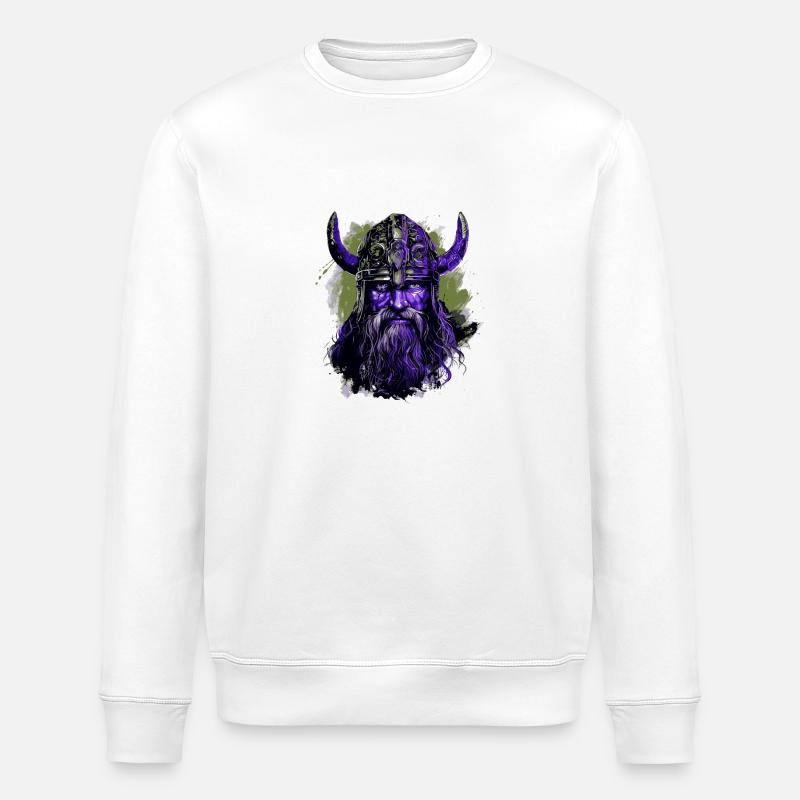 Wikinger Kopf Valhalla Krieger Bunt - Stanley/Stella Unisex Bio-Sweatshirt ROLLER - Weiß