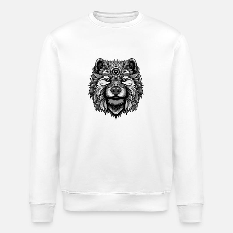 Chow Chow Dog Dog Head - Stanley/Stella ROLLER Unisex Organic Sweatshirt - white