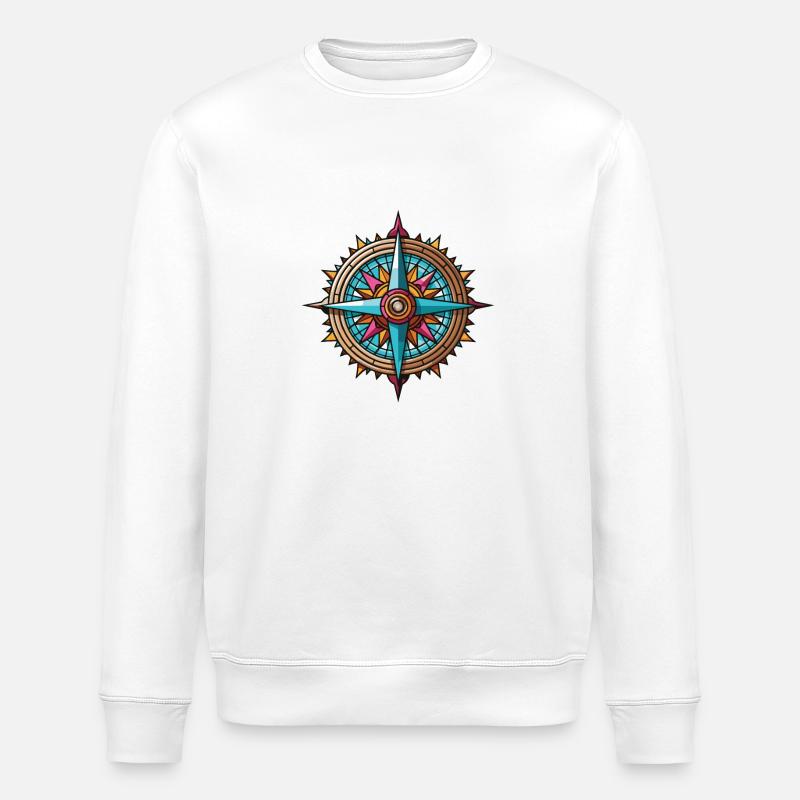 Compass Symbol - Stanley/Stella ROLLER Unisex Organic Sweatshirt - white