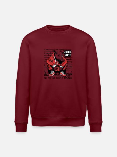 Vi er mennesker, slavisk squat, Gopnik Party - Stanley/Stella økologisk unisex-sweatshirt ROLLER - hvid