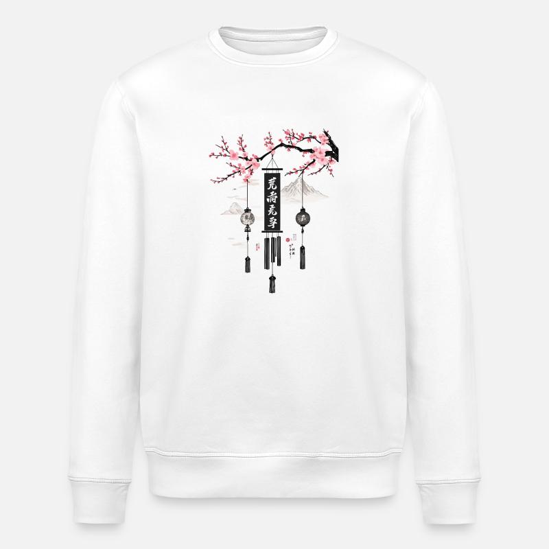 Asiatische Windglocken Kirschblüten Kunst - Stanley/Stella Unisex Bio-Sweatshirt ROLLER - Weiß