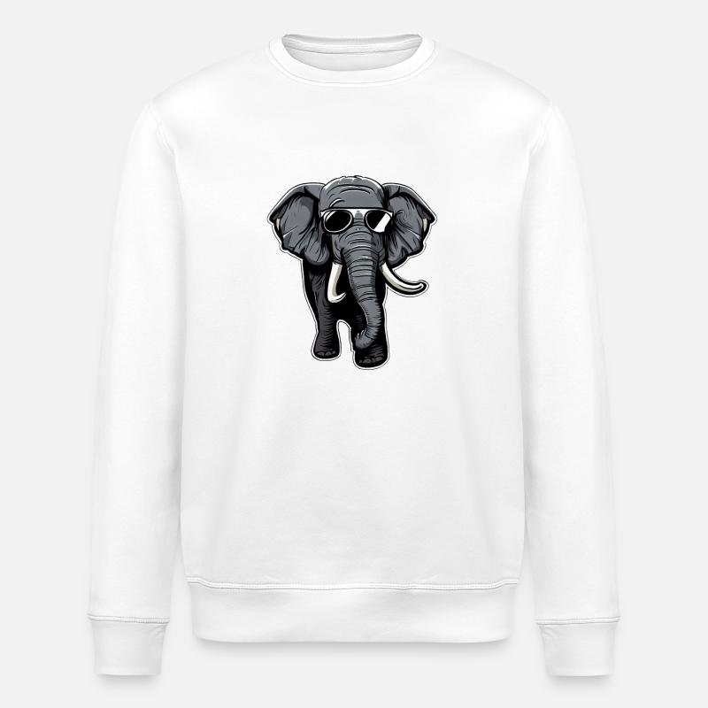 Coole Elefanten-Sonnenbrille - Stanley/Stella Unisex Bio-Sweatshirt ROLLER - Weiß