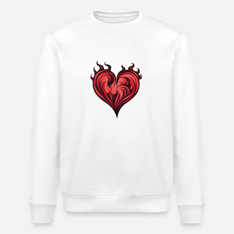 Heart, Flame, Fire, Love - Stanley/Stella ROLLER Unisex Organic Sweatshirt - white