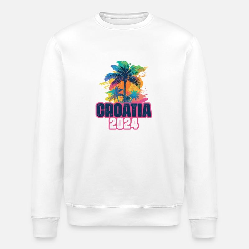 Croatie 2024 Vacances Palm Blob - Sweat bio ROLLER Stanley/Stella Unisexe - blanc