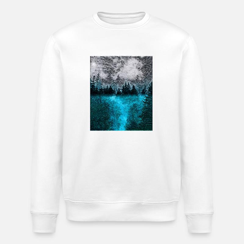 Tranquil Forest at Night - Stanley/Stella ROLLER Unisex Organic Sweatshirt - white