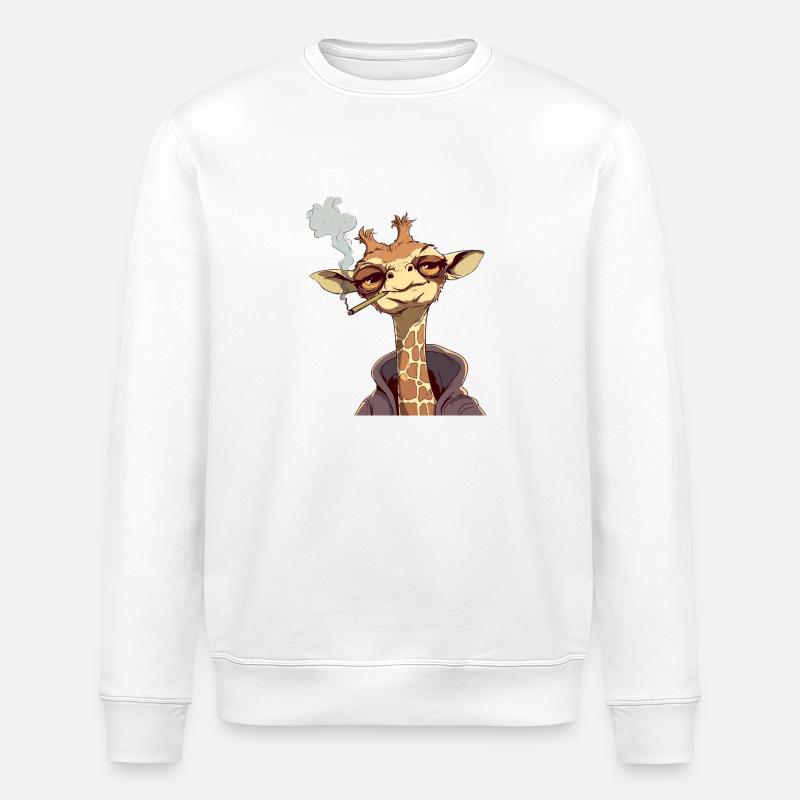 Giraffe Raucher Smoke Joint - Stanley/Stella Unisex Bio-Sweatshirt ROLLER - Weiß