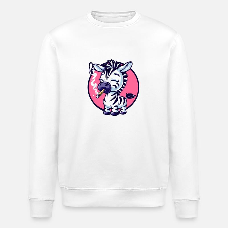 Zebra Raucher Smoke Joint - Stanley/Stella Unisex Bio-Sweatshirt ROLLER - Weiß