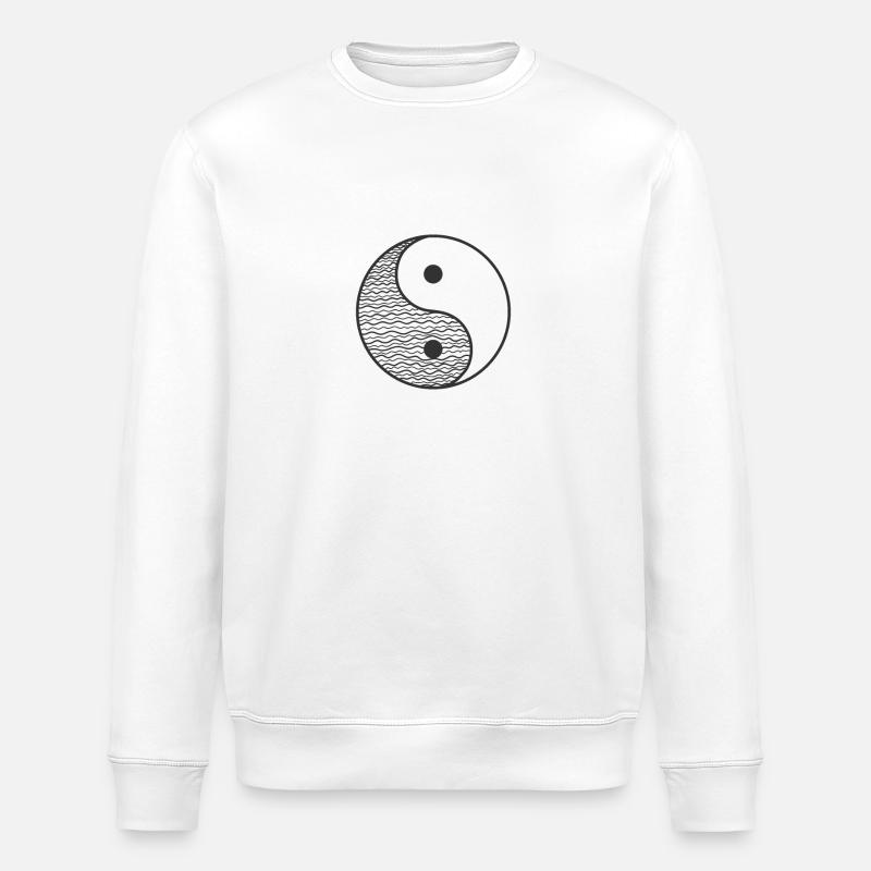 Waves Yin and Yang Sign - Stanley/Stella ROLLER Unisex Organic Sweatshirt - white
