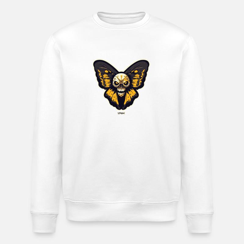 Skull Moth Butterfly - Stanley/Stella ROLLER Unisex Organic Sweatshirt - white