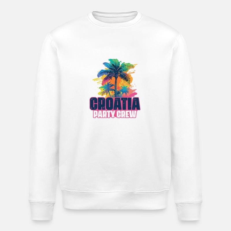 Croatie Party Crew Vacances - Sweat bio ROLLER Stanley/Stella Unisexe - blanc