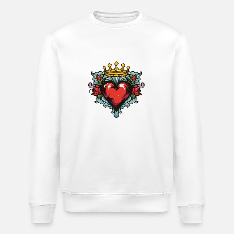 Couronne de coeur amour - Sweat bio ROLLER Stanley/Stella Unisexe - blanc