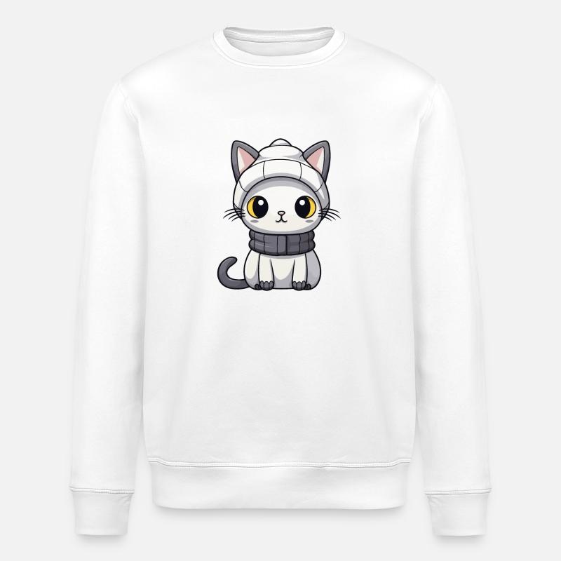 Katze Tier Baby Comic - Stanley/Stella Unisex Bio-Sweatshirt ROLLER - Weiß