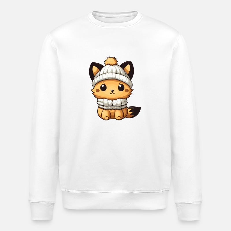 Fuchs Tier Baby Comic - Stanley/Stella Unisex Bio-Sweatshirt ROLLER - Weiß