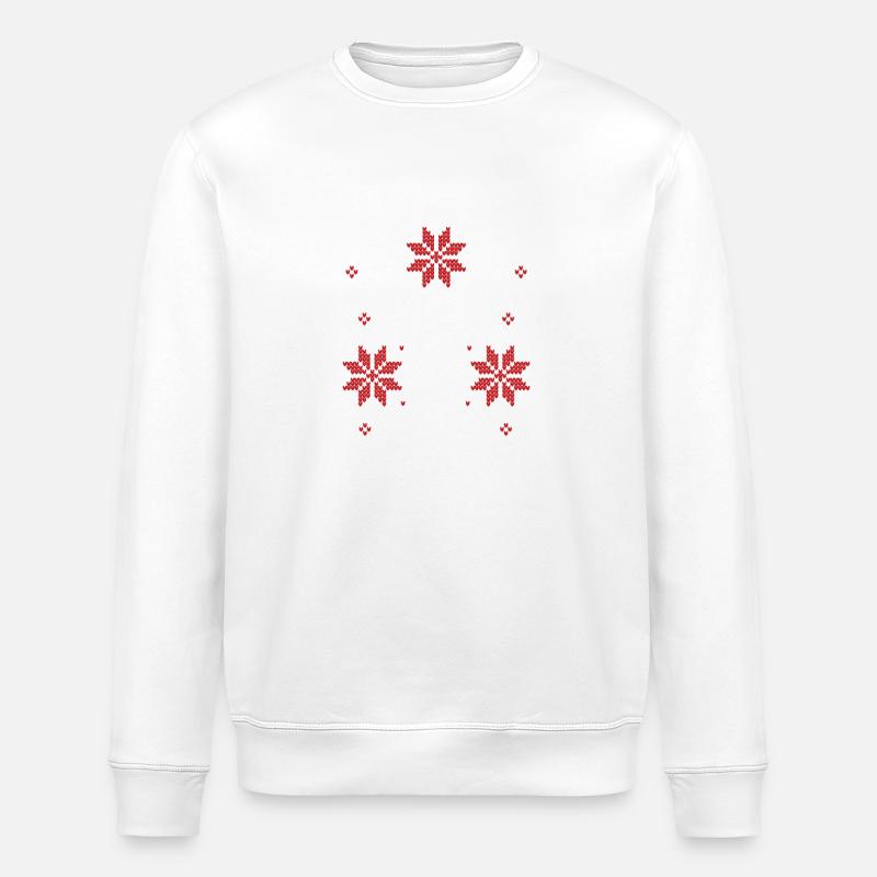 Cerf festif & flocons de neige pull de Noël moche - Sweat bio ROLLER Stanley/Stella Unisexe - blanc